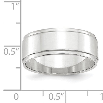 10k Weißgold 8 mm flacher Ehering mit Stufenkante