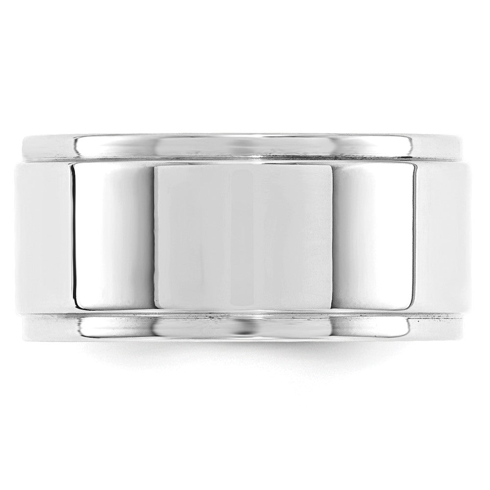 14K Weißgold 10 mm flacher Ehering mit Stufenkante