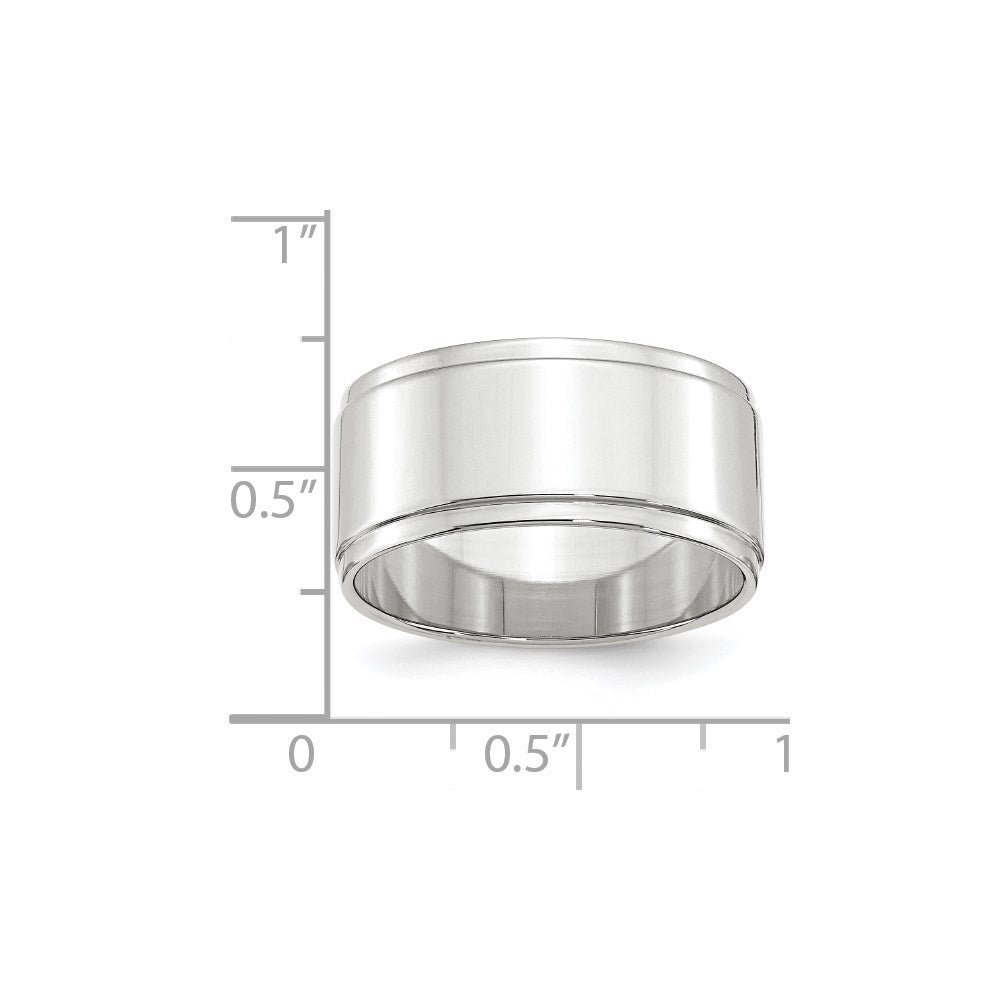 14K Weißgold 10 mm flacher Ehering mit Stufenkante