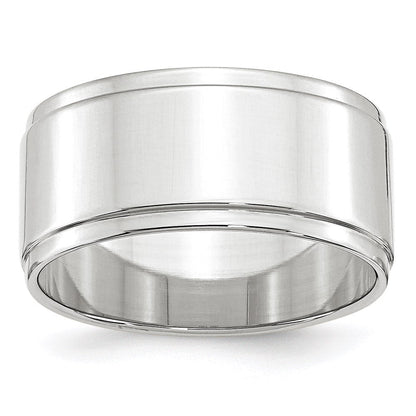 14K Weißgold 10 mm flacher Ehering mit Stufenkante