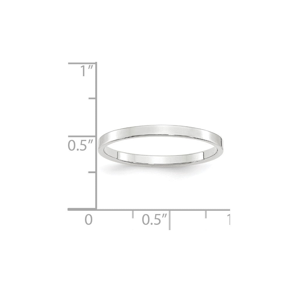 14K Weißgold 2 mm leichter, flacher Ehering