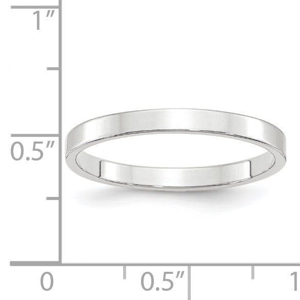 14K Weißgold 2,5 mm leichter flacher Ehering