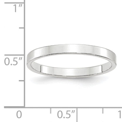 14K Weißgold 2,5 mm leichter flacher Ehering