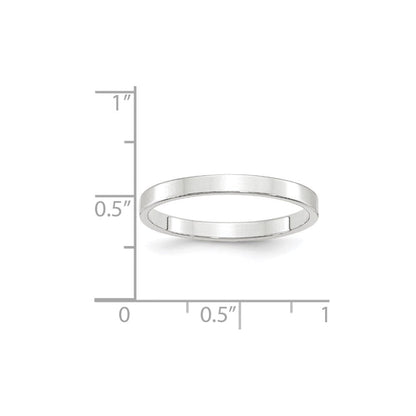 14K Weißgold 2,5 mm leichter flacher Ehering