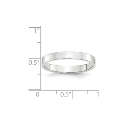 14k Weißgold 3 mm leichter flacher Ehering