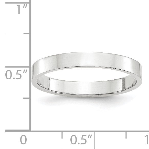 14k Weißgold 3 mm leichter flacher Ehering