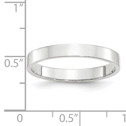 14k Weißgold 3 mm leichter flacher Ehering