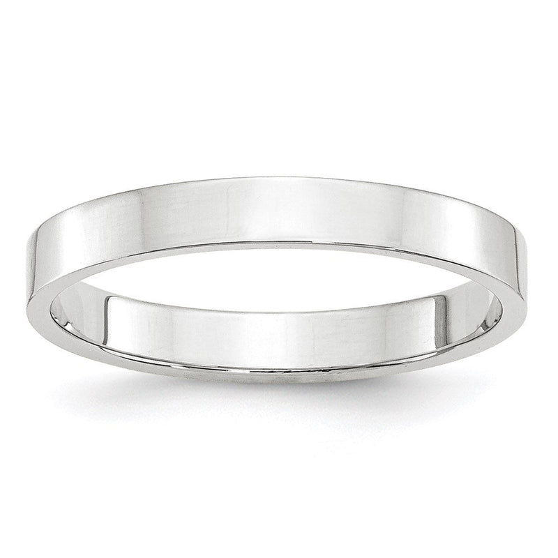 14k Weißgold 3 mm leichter flacher Ehering