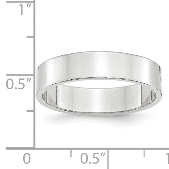 10K Weißgold 5 mm leichter flacher Ehering