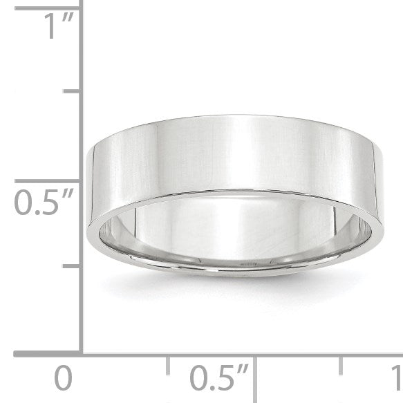 14K Weißgold 6 mm leichter flacher Ehering