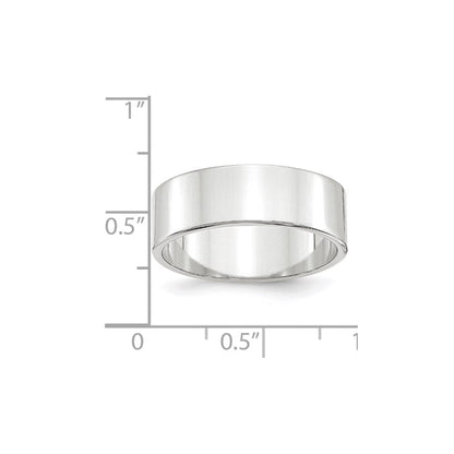 14k Weißgold 7 mm leichter flacher Ehering