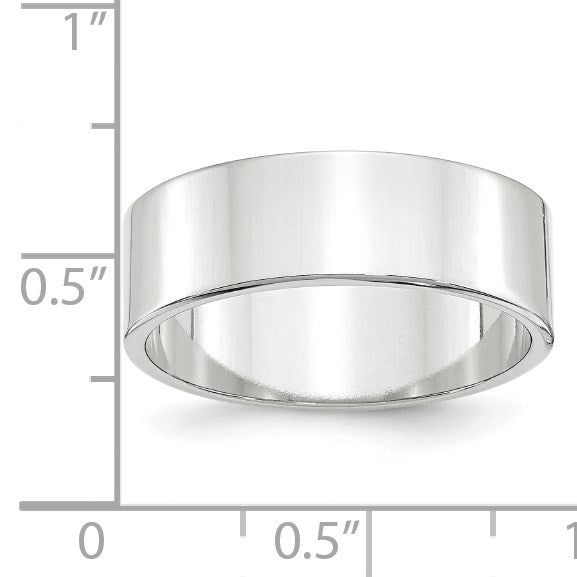 14k Weißgold 7 mm leichter flacher Ehering