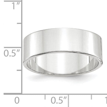 14k Weißgold 7 mm leichter flacher Ehering