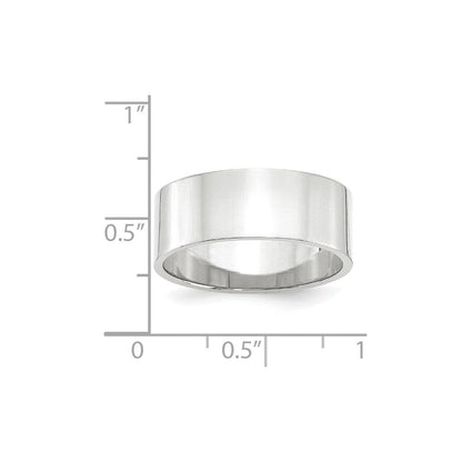 14K Weißgold 8 mm leichter flacher Ehering