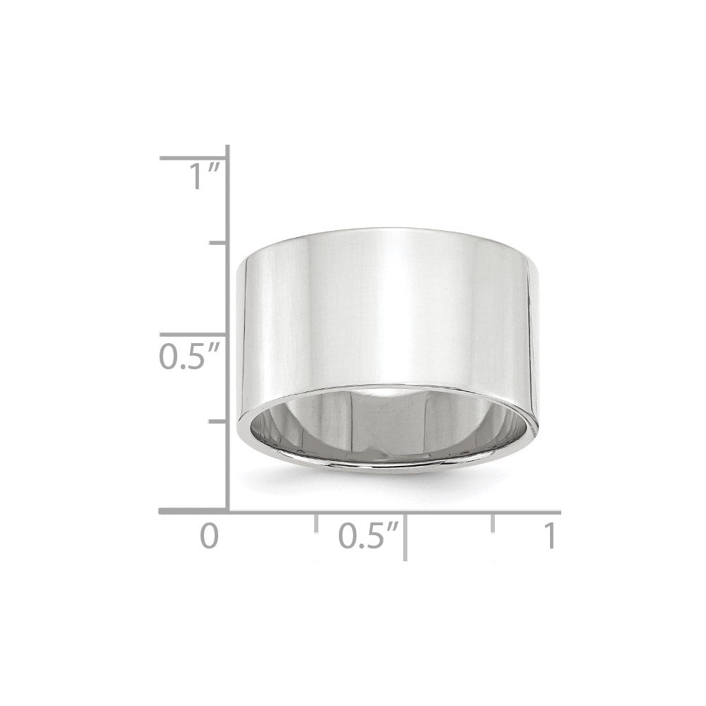14K Weißgold 12 mm leichter, flacher Ehering