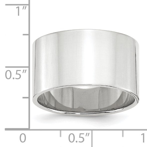 10K Weißgold 12 mm leichter, flacher Ehering