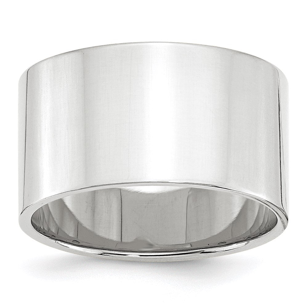14K Weißgold 12 mm leichter, flacher Ehering