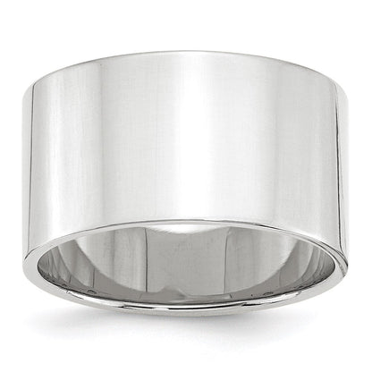14K Weißgold 12 mm leichter, flacher Ehering