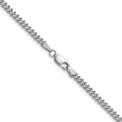 14K Weißgold 2mm Franco mit Karabinerverschluss Halskette