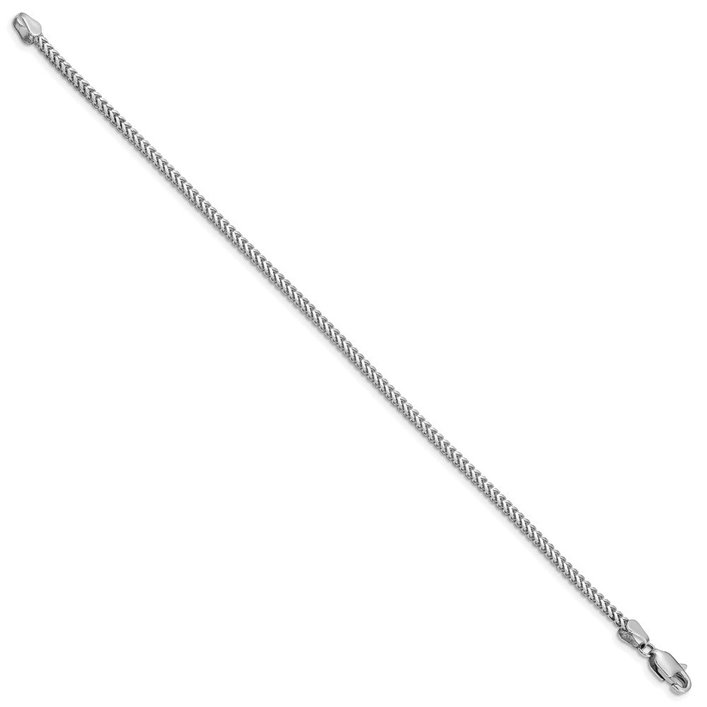 14K Weißgold 2mm Franco mit Karabinerverschluss Gliederarmband
