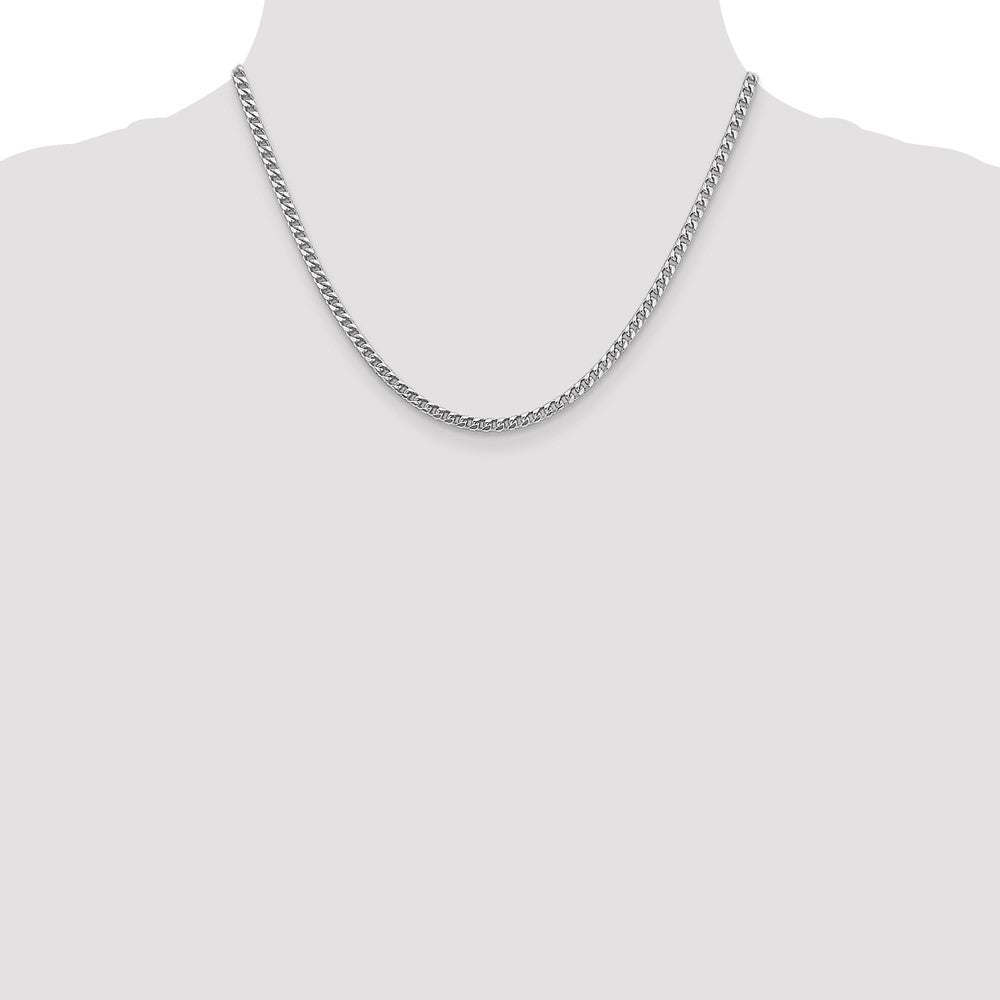 14K Weißgold 3mm Franco mit Fantasie Karabinerverschluss Halskette