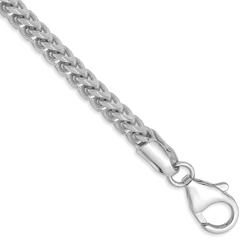 14K Weißgold 3mm Franco mit Fantasie Karabinerverschluss Gliederarmband