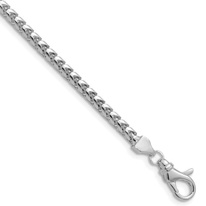 14K Weißgold 3mm Franco mit Fantasie Karabinerverschluss Halskette