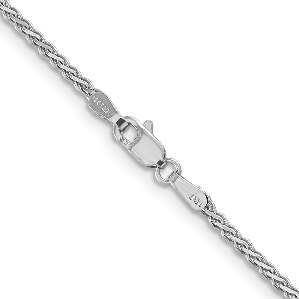 14K Weißgold 1.9mm Flach Weizen mit Karabinerverschluss Halskette