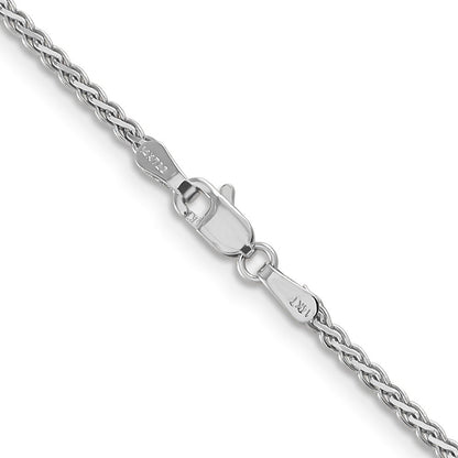 14K Weißgold 1.9mm Flach Weizen mit Karabinerverschluss Halskette