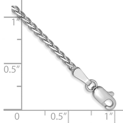 14K Weißgold 1.9mm Flach Weizen mit Karabinerverschluss Gliederarmband