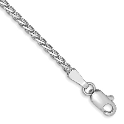 14K Weißgold 1.9mm Flach Weizen mit Karabinerverschluss Gliederarmband