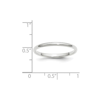 10k Weißgold 2 mm halbrunder Ehering