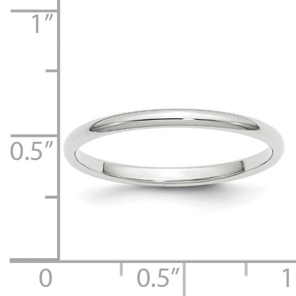 14K Weißgold 2 mm halbrunder Ehering