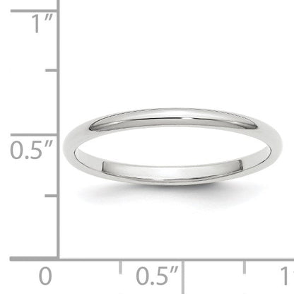 14K Weißgold 2 mm halbrunder Ehering