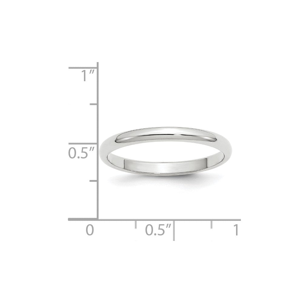 14K Weißgold Ehering, 2,5 mm, halbrund