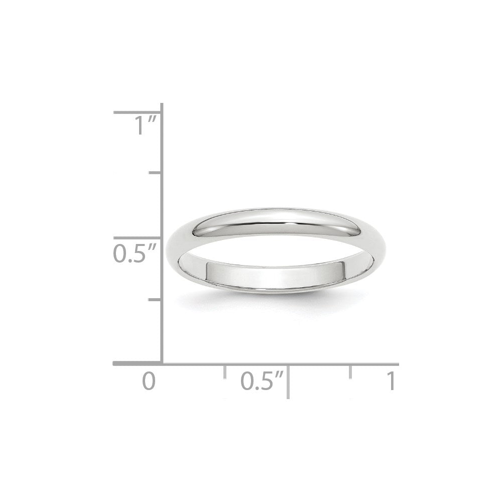 14K Weißgold 3 mm Halbrund-Ehering