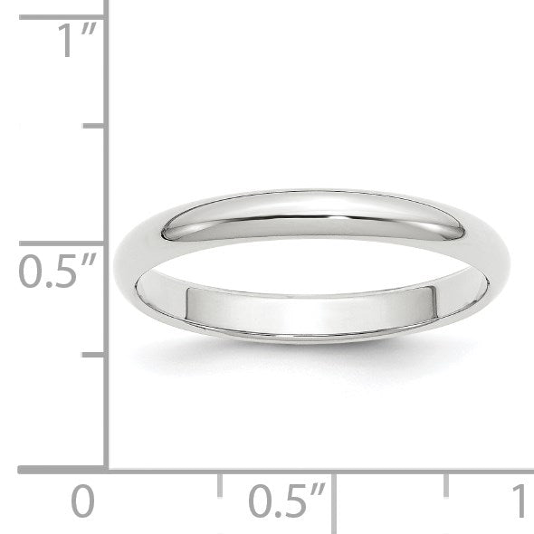 10k Weißgold 3 mm halbrund Ehering