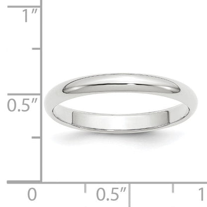 10k Weißgold 3 mm halbrund Ehering