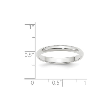 10k Weißgold 3 mm halbrund Ehering