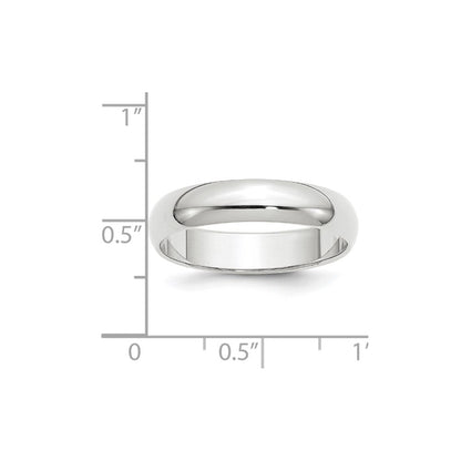 14K Weißgold 5 mm halbrunder Ehering