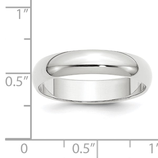 14K Weißgold 5 mm halbrunder Ehering
