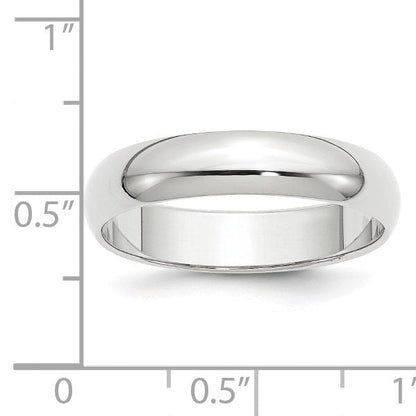 14K Weißgold 5 mm halbrunder Ehering