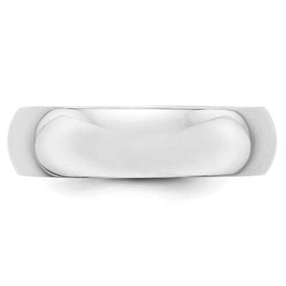 14K Weißgold 6 mm halbrunder Ehering