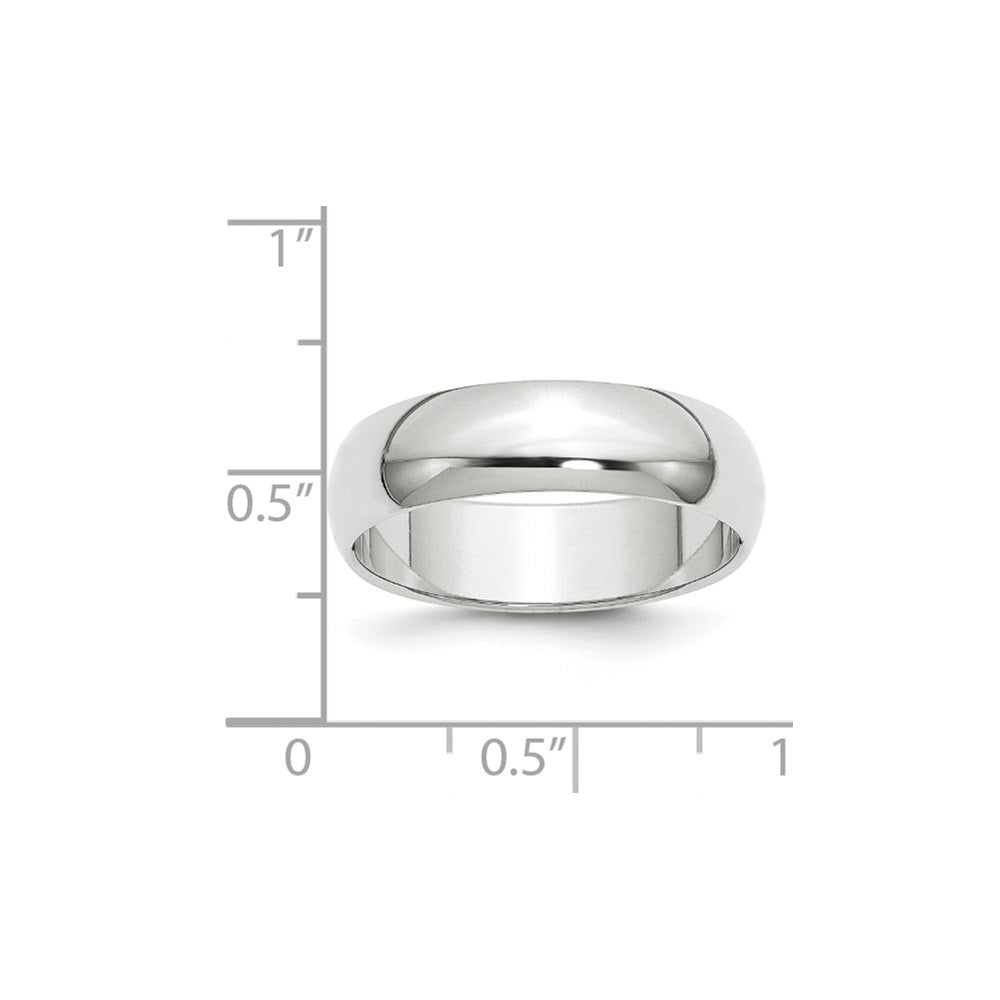 14K Weißgold 6 mm halbrunder Ehering