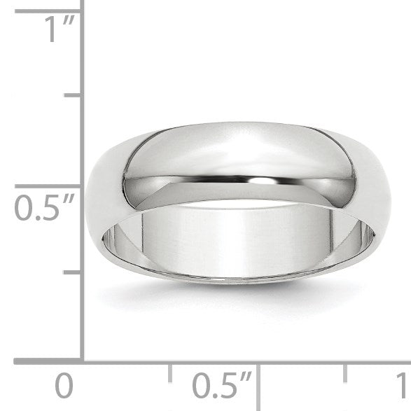 14K Weißgold 6 mm halbrunder Ehering