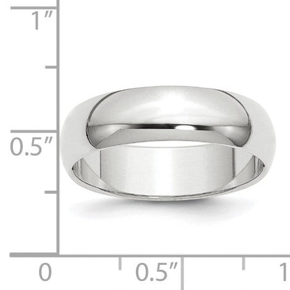 14K Weißgold 6 mm halbrunder Ehering