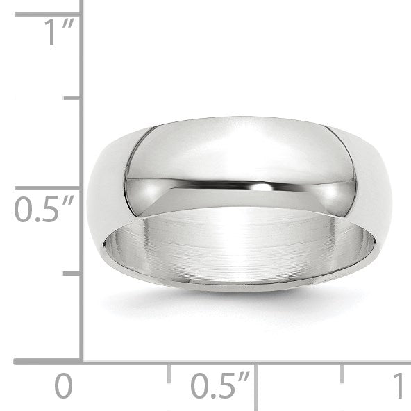 14K Weißgold 7 mm halbrunder Ehering