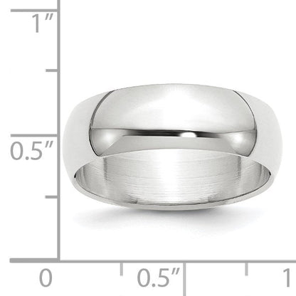 14K Weißgold 7 mm halbrunder Ehering