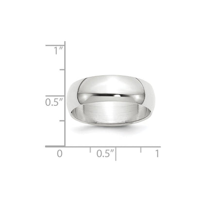 14K Weißgold 7 mm halbrunder Ehering