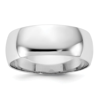 14K Weißgold 7 mm halbrunder Ehering